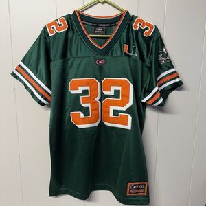 Vintage Miami Hurricanes Football Jersey #32 Colosseum Athletics Green Men L GUC